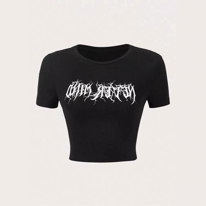 Kvinde Crop-Cardigan med kreativ statementtryk Skovae