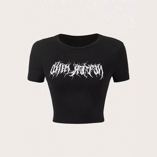 Kvinde Crop-Cardigan med kreativ statementtryk Skovae
