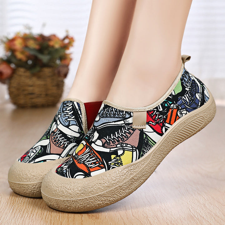 Dame Slip-On Sneakers med farverigt grafikdesign og skridsikker sål Stilla