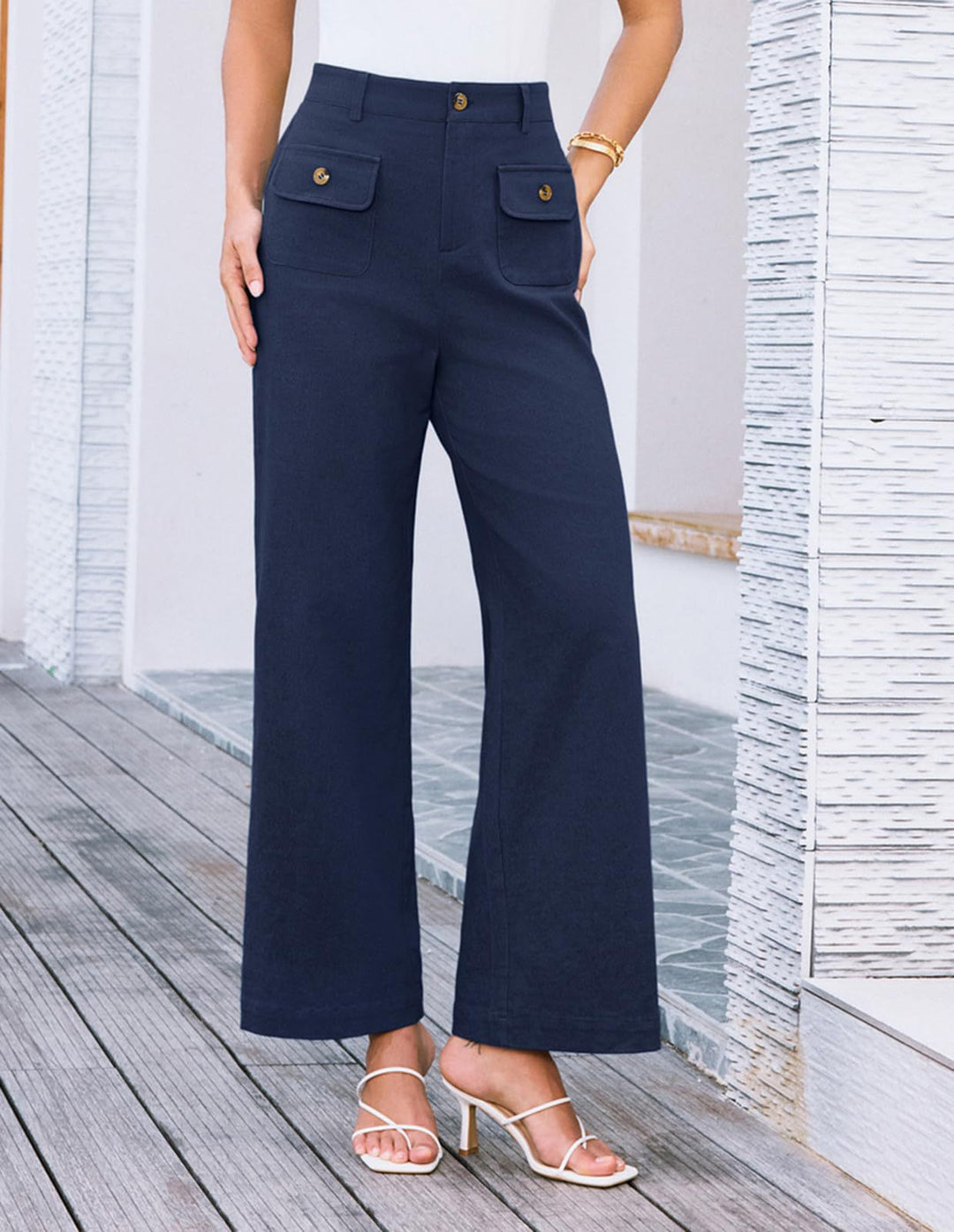 Dame Bred High-Waist-Bukser med Lommer Stilla
