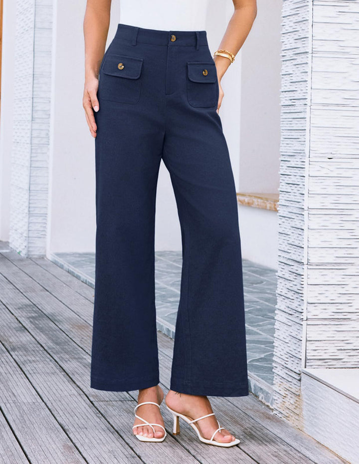 Dame Bred High-Waist-Bukser med Lommer Stilla