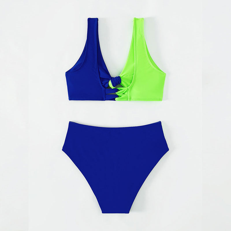 Dame bikini-sæt med moderigtigt knude-design og højt skåret trusse Stilla