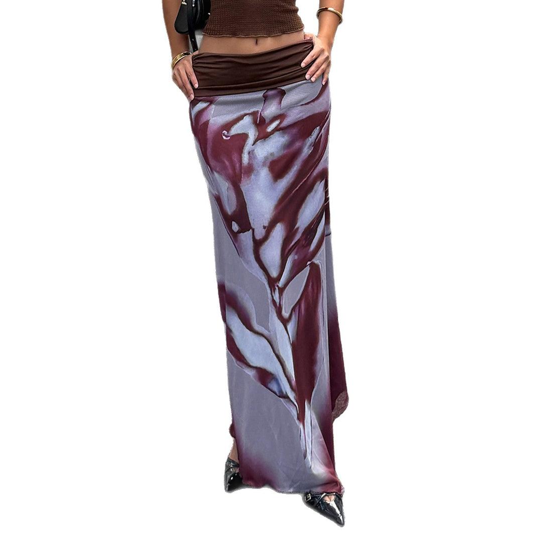 Dame Maxi-nederdel med asymmetrisk snit og floral dekoration Skovae