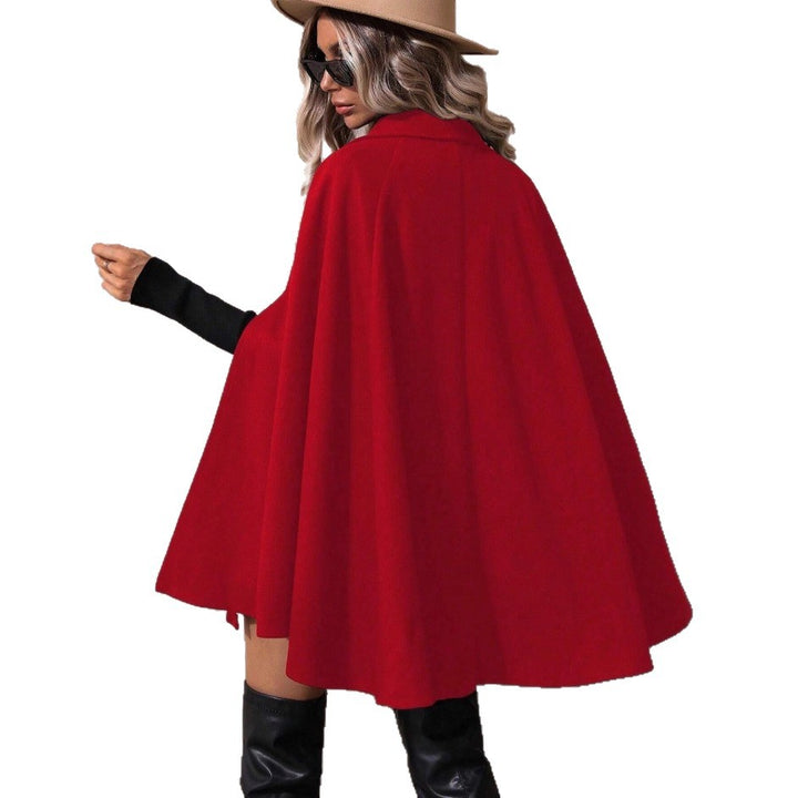 Dame elegant ren uld cape jakke med dobbel knap liste Stilla