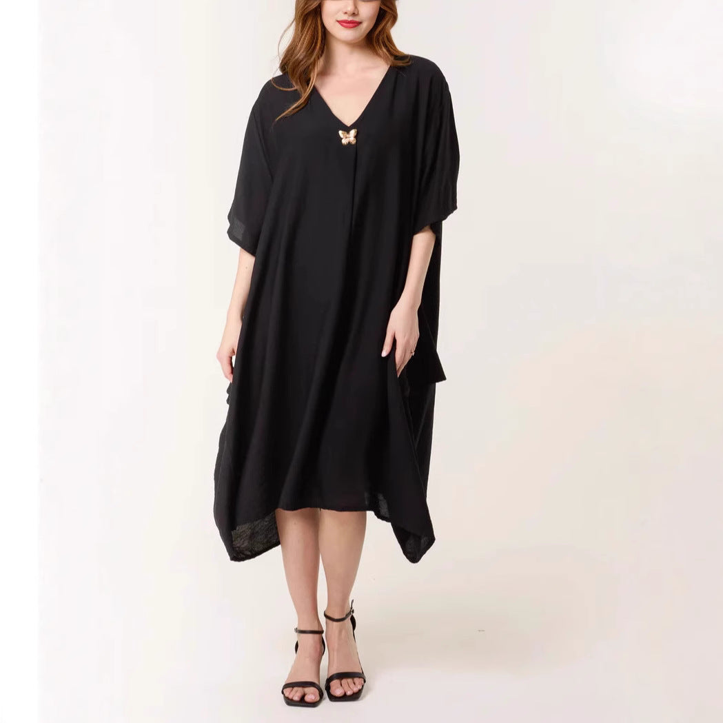 Dame Casual V-Hals Maxi Tunika Kjole Stilla