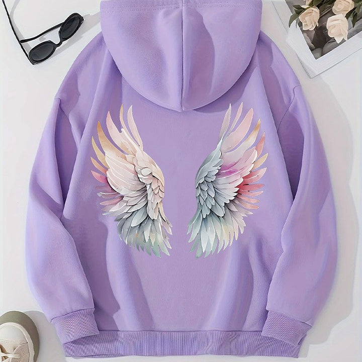 Kvinders hoodie med stilfuldt englevinge-design Skovae