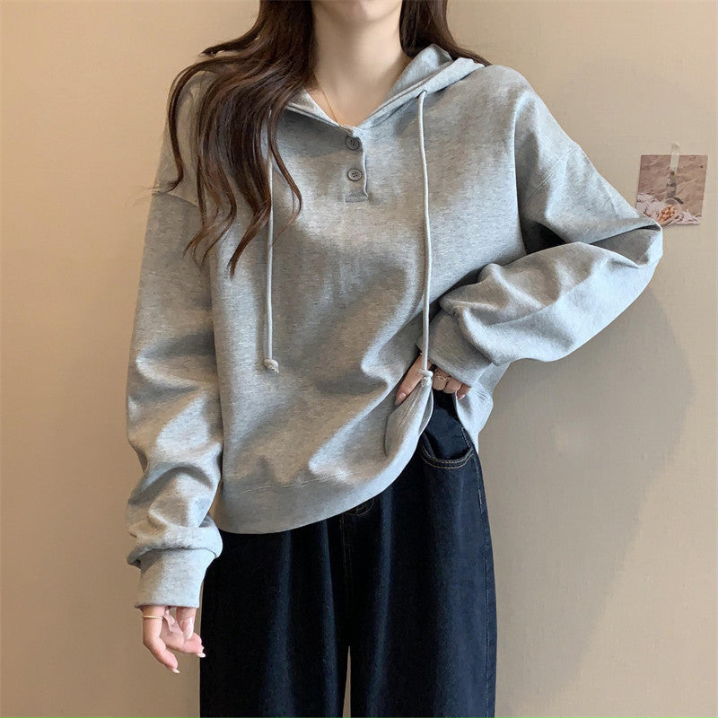 Femme Behagelig Hætte-Button-Up Sweatshirt Stilla