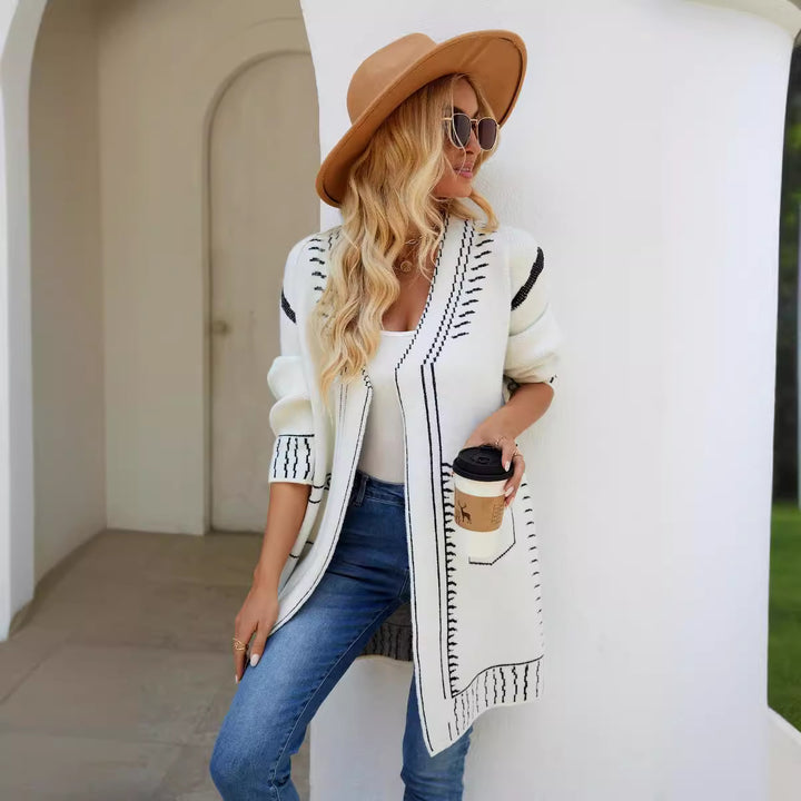 Femme Stilfuld Struktureret Lang cardigan Stilla