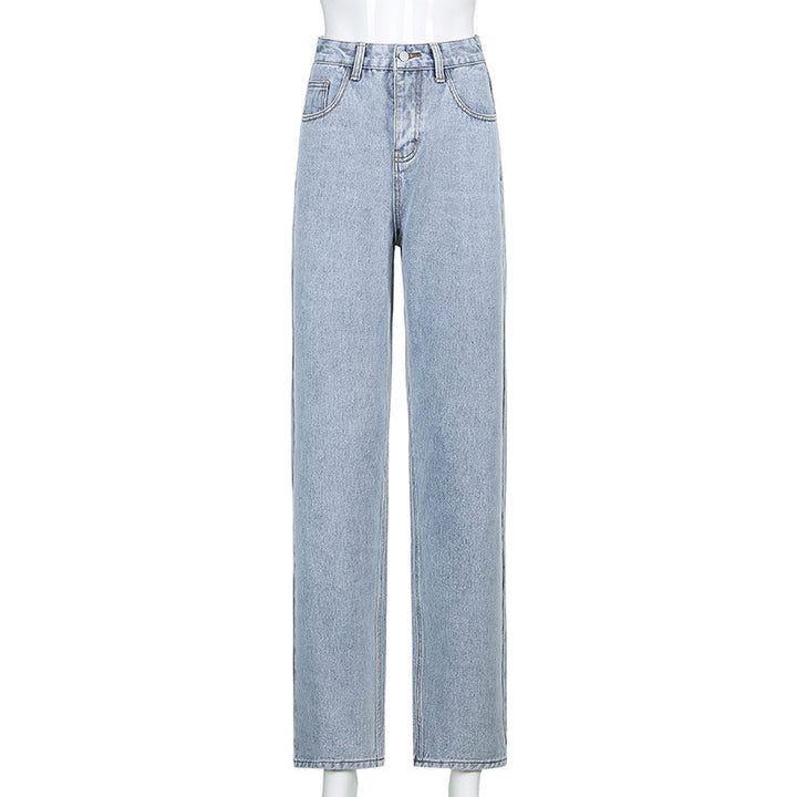 Dame højtaljede mom-jeans med bred ben og klassisk denim-vask Stilla