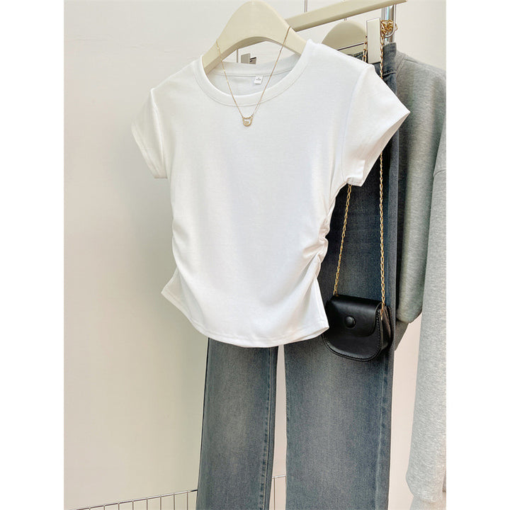Femme Kortærmet Rynket Sider T-Shirt Stilla