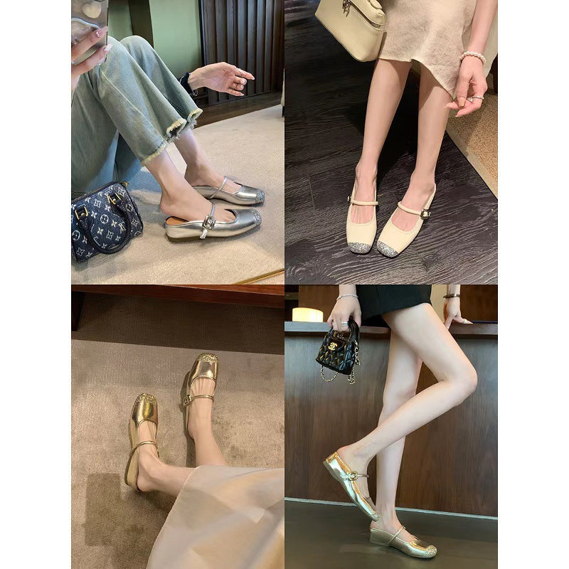 Kvinder Elegante Mary Jane Ballerinas med Strass-accents Stilla