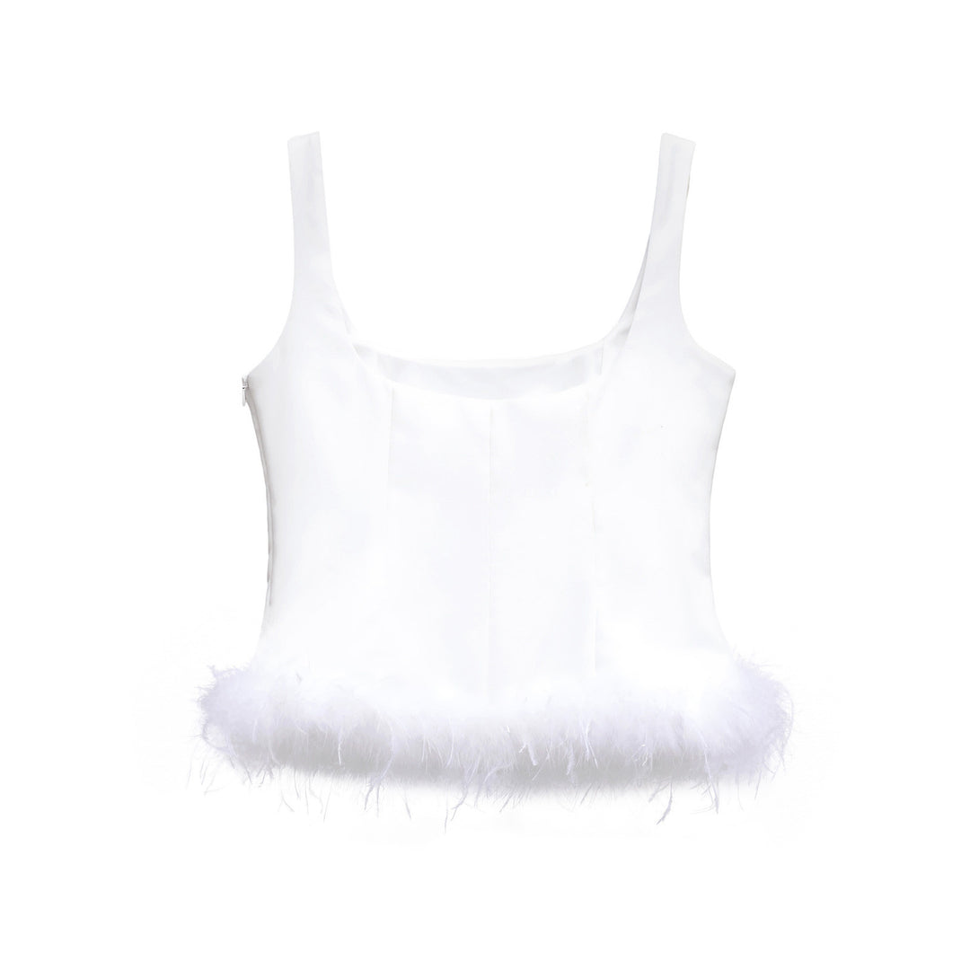 Femme Sleek Crop Top med Fjerkantet Kant Stilla