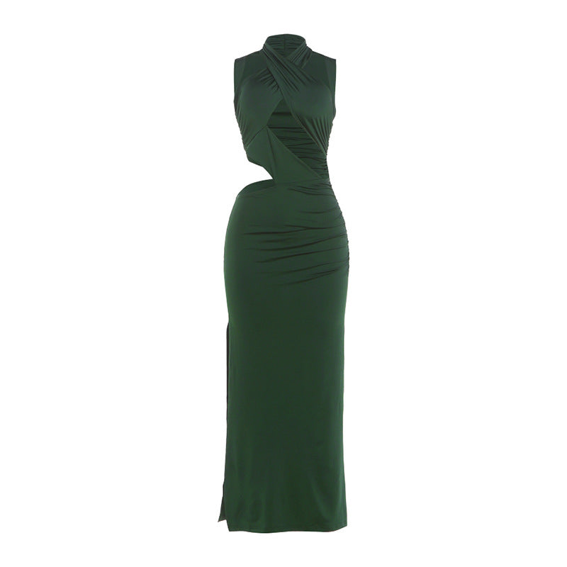 Dame Elegant Maxikjole med raffinerede draperinger og slank pasform Skovae