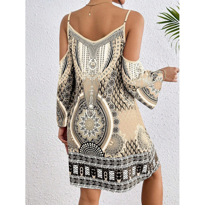Dame Cold Shoulder Trykt Shift Kjole Stilla