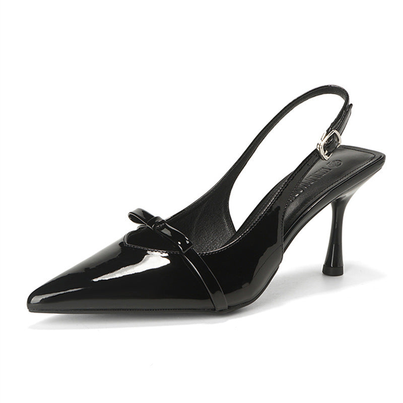 Dame Spids-tå Slingback-hæle med Sløjfe-accent Stilla