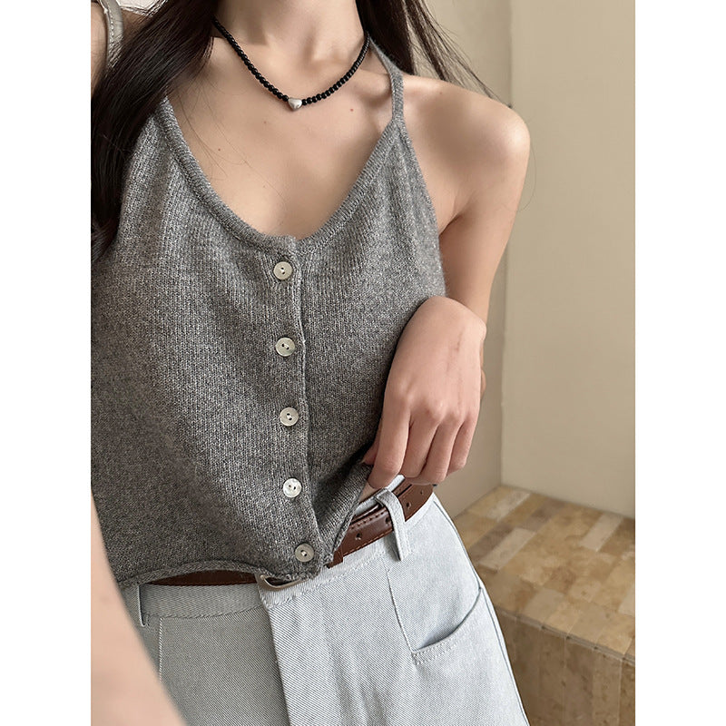 Femme Knap-Op Strik Crop Top Stilla
