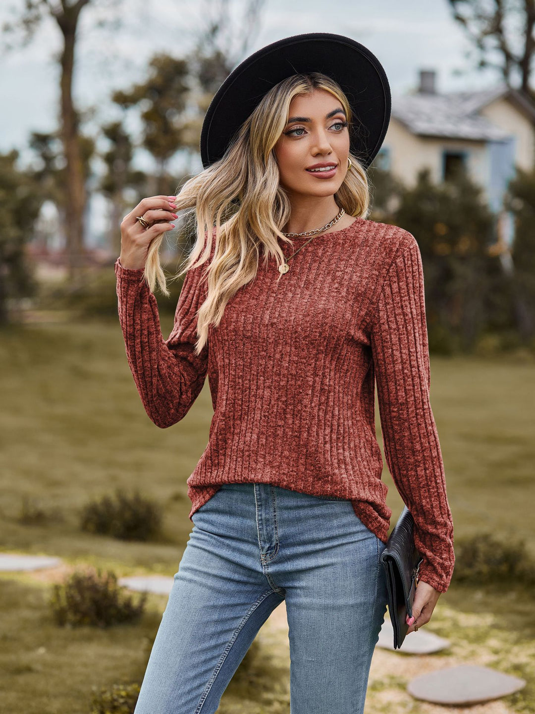 Dame finstrik pullover med ribbet design og afslappet snit Stilla