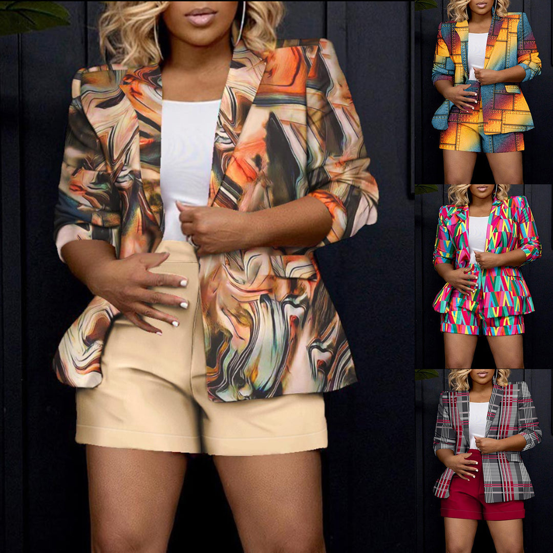 Dame afslappet ternet blazer Stilla