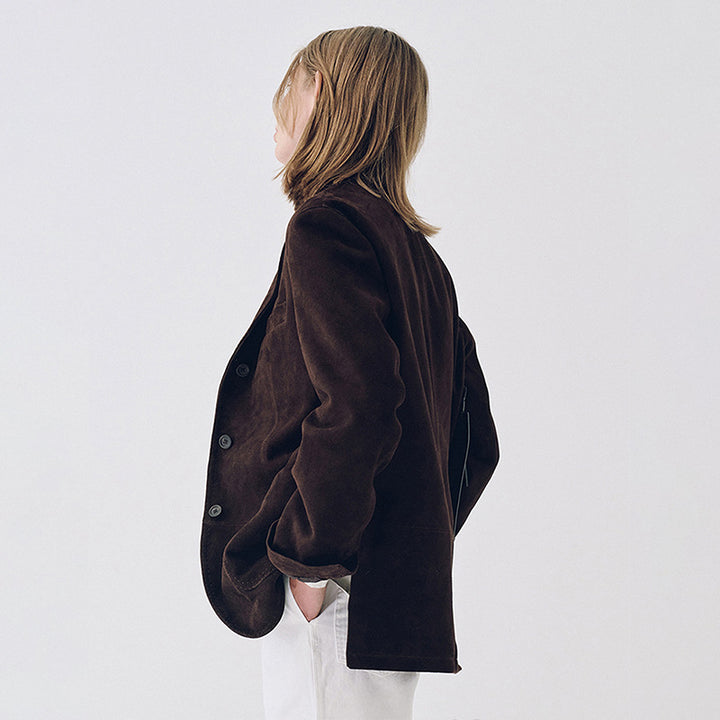 Kvinder Elegant Suede Blazer med Praktiske Lommer Stilla