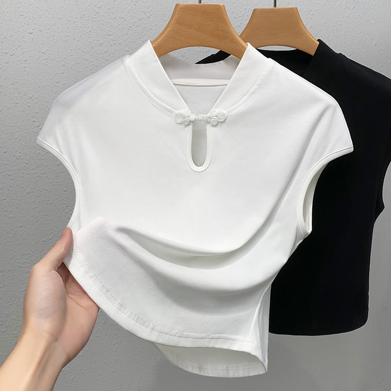 Dame elegant og stilfuld T-shirt med krave Stilla