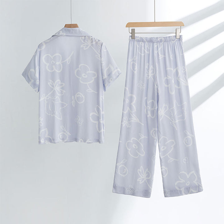 Dame elegant pyjamasæt med blomsterdesign og behagelig pasform Stilla