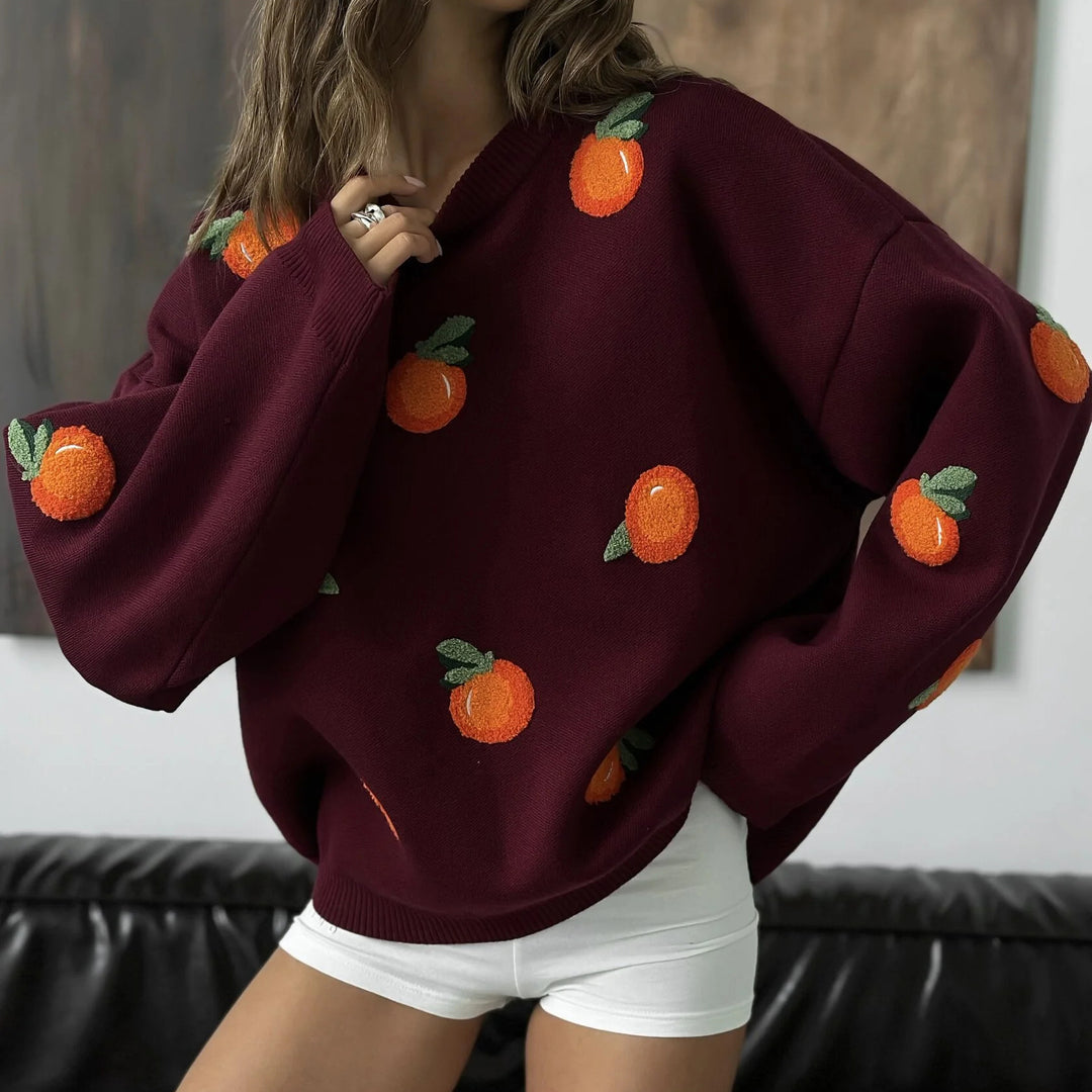 Kvinders Oversized Sweatshirt med Farverige Broderidetaljer Stilla