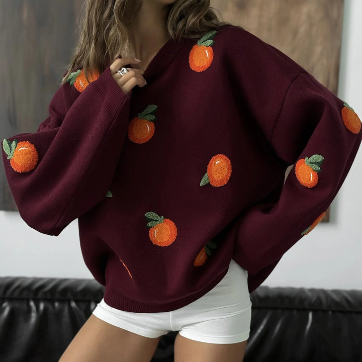 Kvinders Oversized Sweatshirt med Farverige Broderidetaljer Stilla