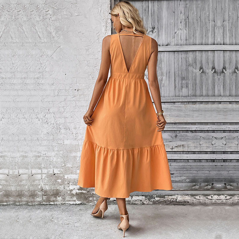 Femme Button-Down Maxi-Kjole med flydende Skørt Stilla