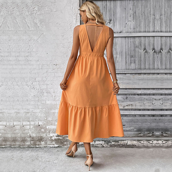 Femme Button-Down Maxi-Kjole med flydende Skørt Stilla