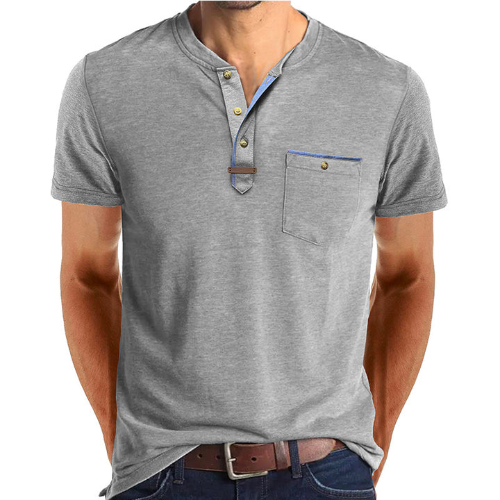 Herrer Kortærmet Henley T-shirt med modiske detaljer Stilla
