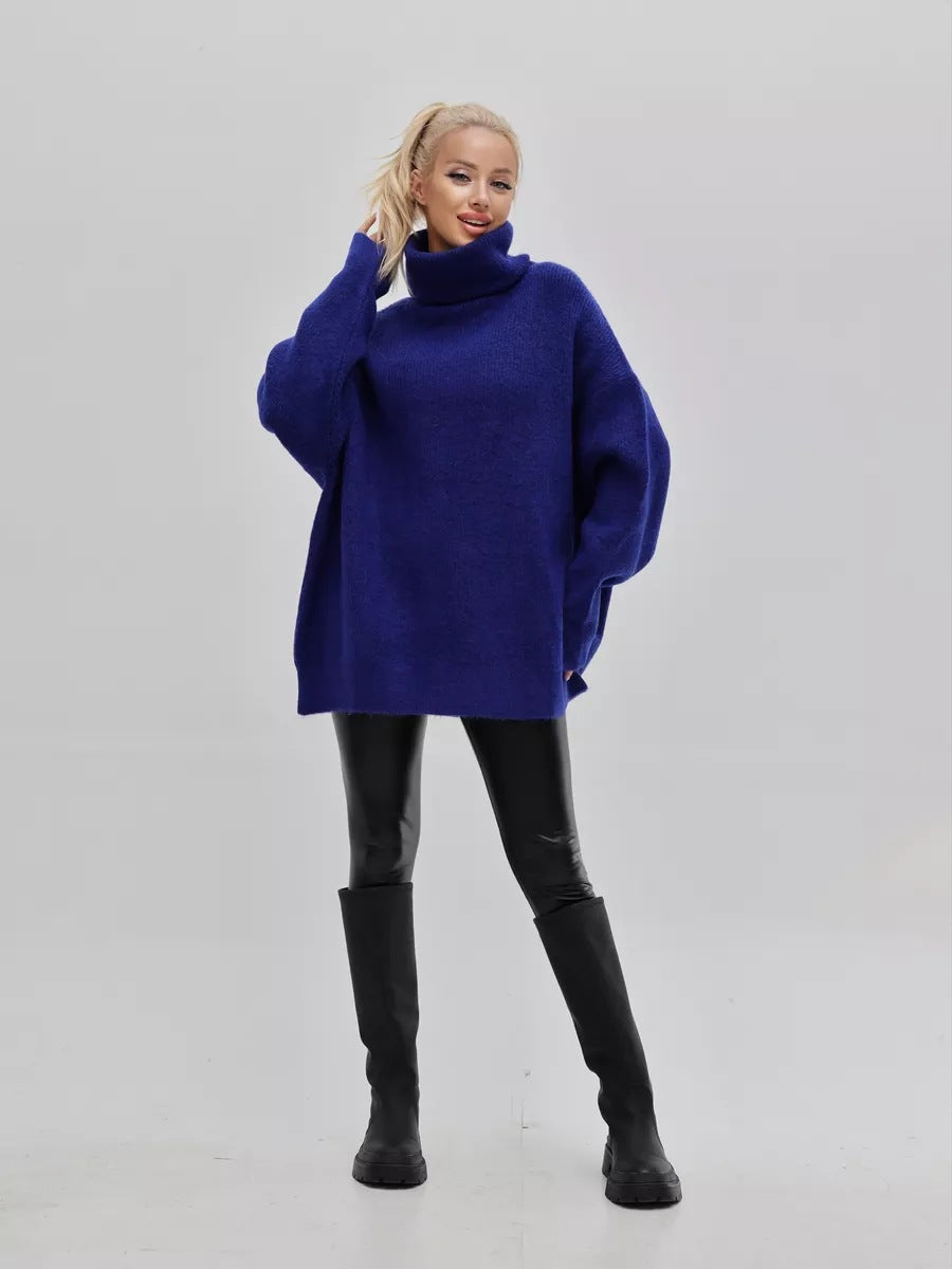 Dame hyggelig oversized sweater med høj krave og konisk skæring Stilla