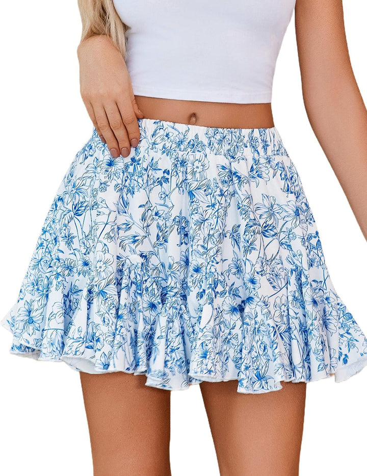 Stilla | Chic Sommer Print Volang Mini Nederdel