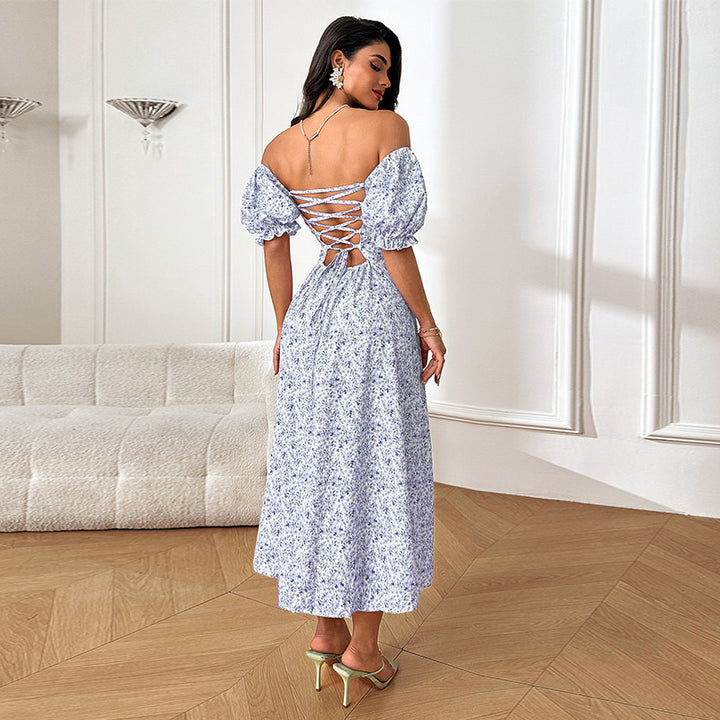 Dame Off-Shoulder Maxikjole med voluminøse puffærmer Skovae