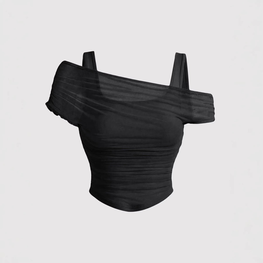 Dame Off-Shoulder Top med Rynkning Skovae