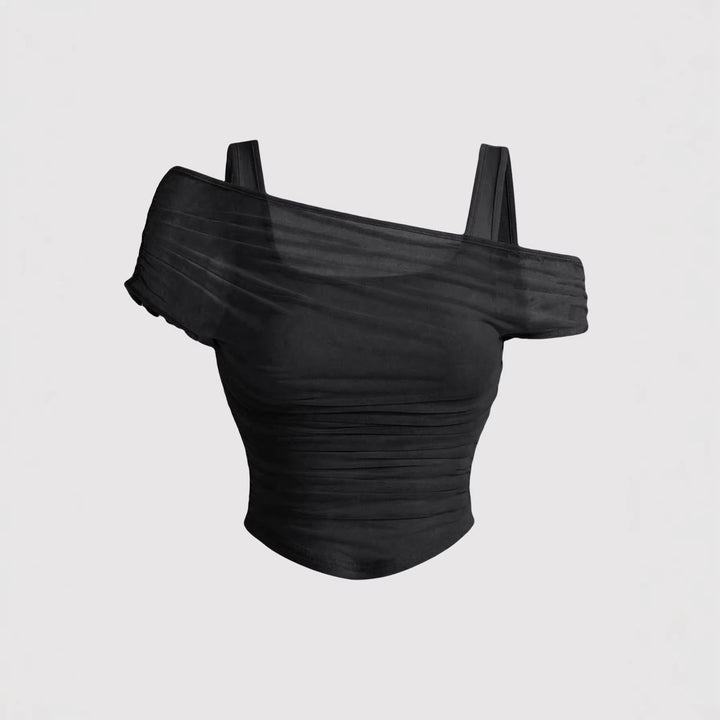 Dame Off-Shoulder Top med Rynkning Skovae