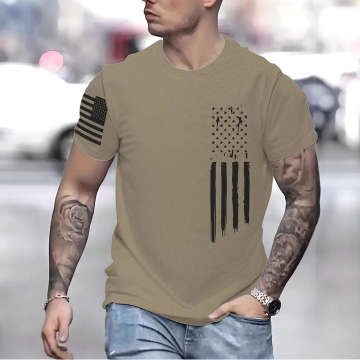 Herrer T-shirt med kreativt bomuldsdesign i vintage-stil og patriotisk flagmotiv Stilla
