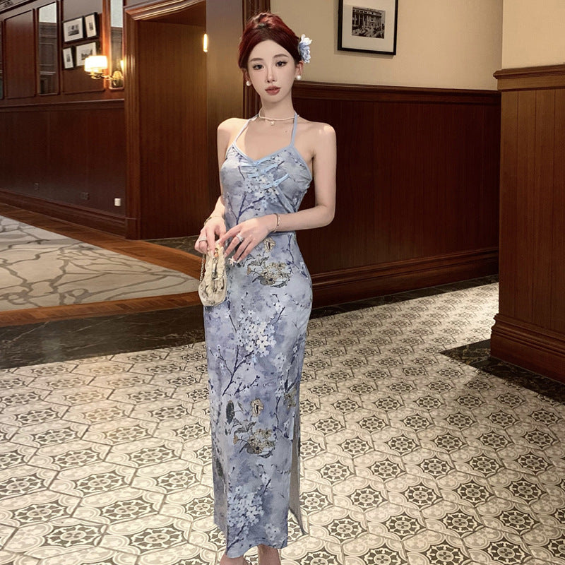 Stilla | Floral-kjole Vintage Floral Sidelange Splitt Kjole