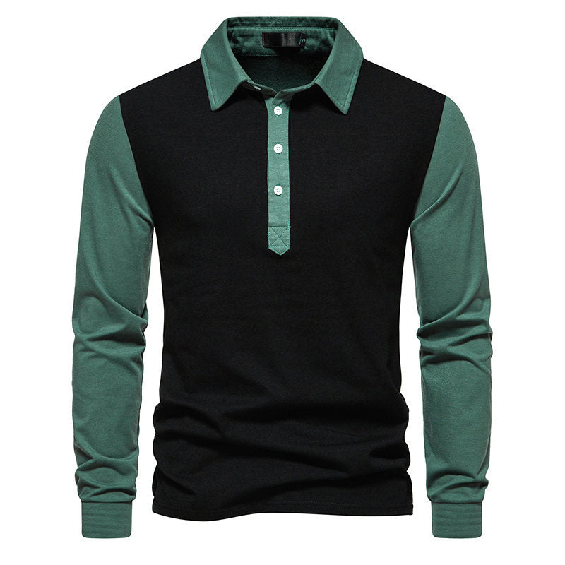 Herrer Langærmet Polo T-shirt med stilfulde kontrastpaneler Stilla
