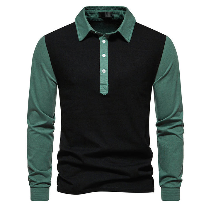 Herrer Langærmet Polo T-shirt med stilfulde kontrastpaneler Stilla