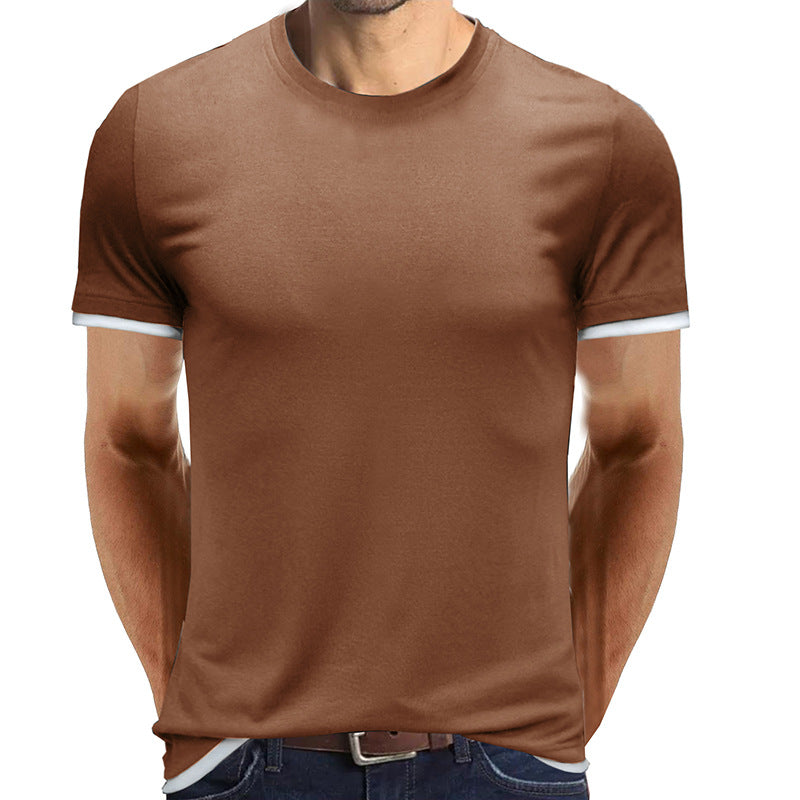 Herrer åndbart Rundhalset T-shirt med kontrastfarvede ærmer Stilla