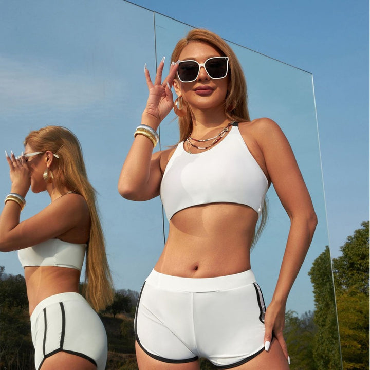Dame sport-bikini-sæt med højt skåret trusse og moderigtigt top Stilla