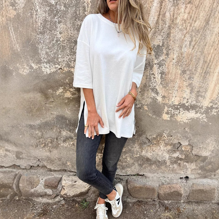 Dame Oversized T-shirt med dekorativ søm og løs pasform Stilla