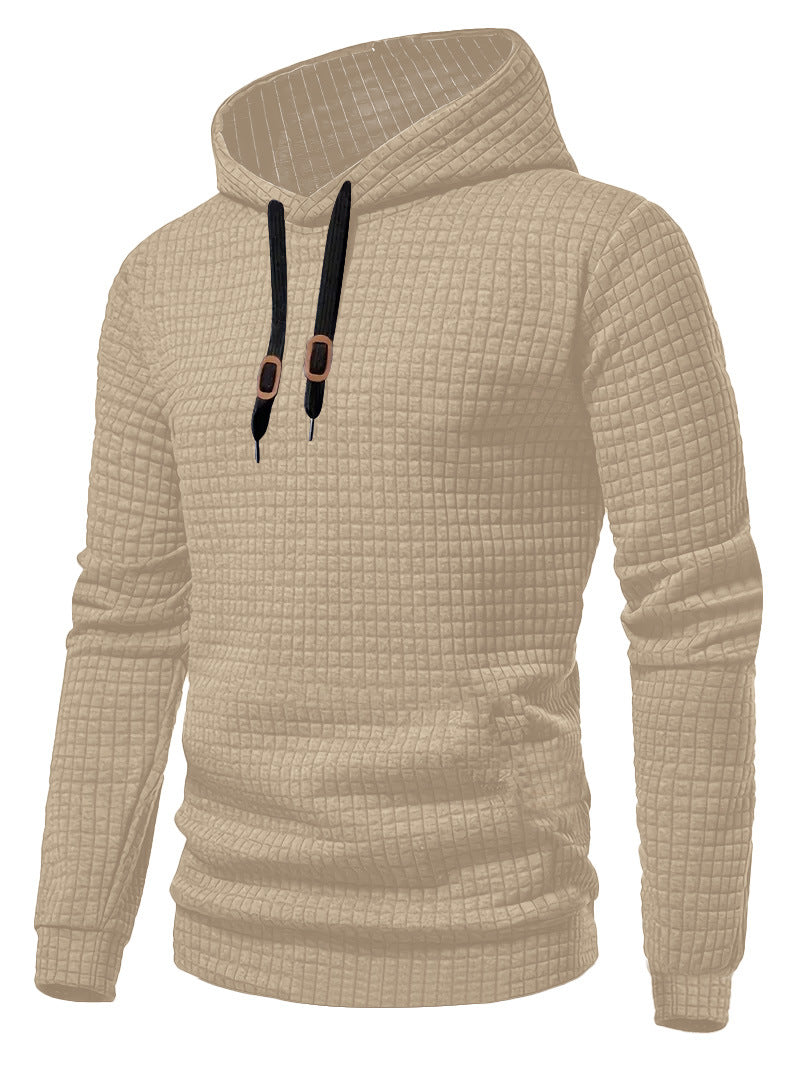 Herre nan quiltet hoodie med rektangulær quiltning, snøring og ribstrikkede manchetter Skovae