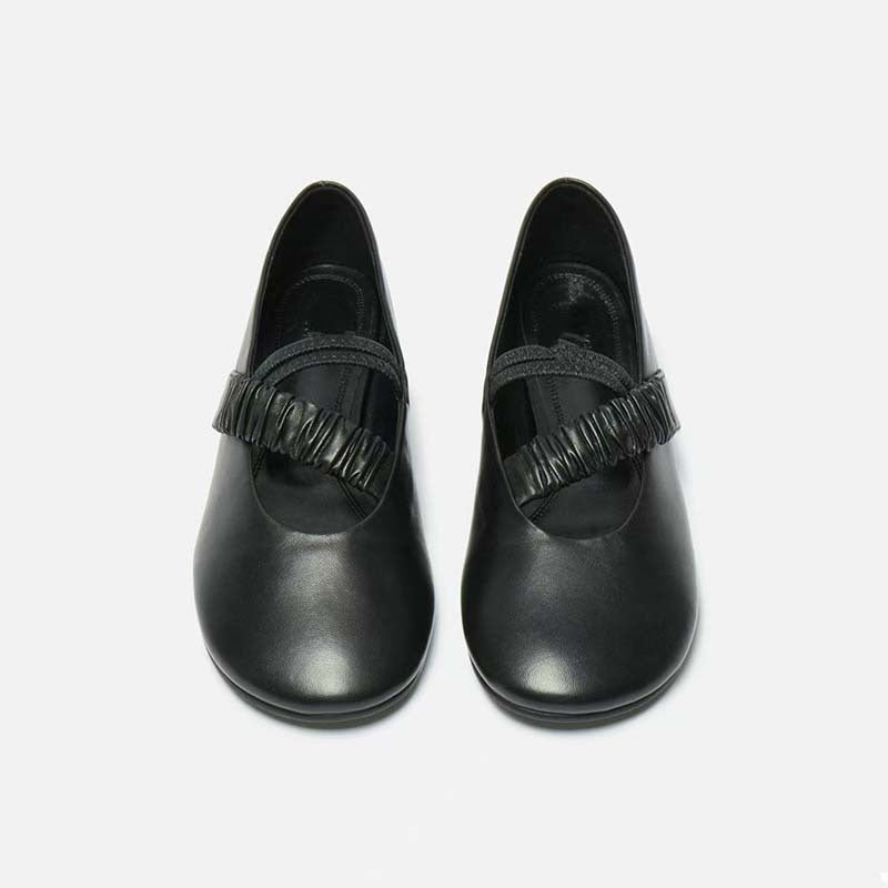 Femme Elegante Slip-On Ballett Flats med rynket ankelrem detalje Stilla
