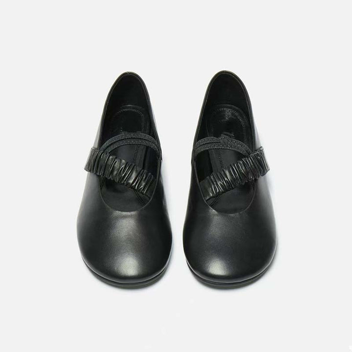 Femme Elegante Slip-On Ballett Flats med rynket ankelrem detalje Stilla