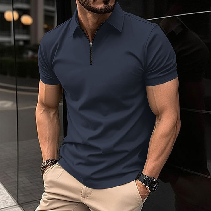 Herre Moderne Zip-Up Performance Polo-Skjorte Stilla