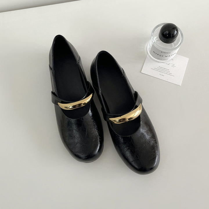 Dame elegante flade Mary Jane sko med dekorativ metalaccent Stilla