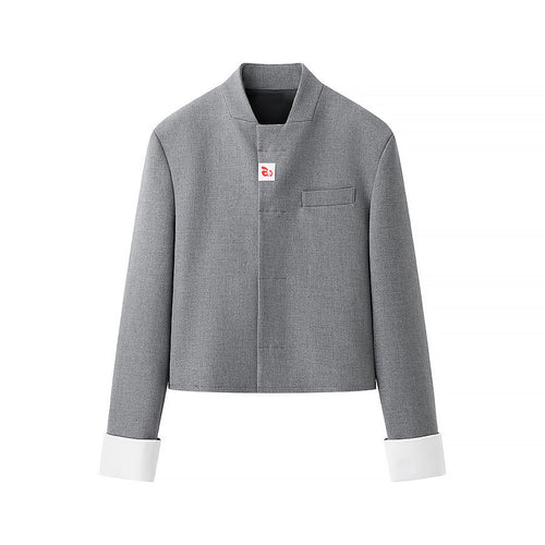 Dame moderne cropped blazerjakke med hvide ærmeklapper Stilla