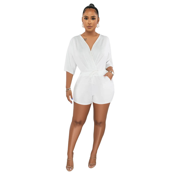 Dame Elegant Playsuit med indpaknings-look og afslappet ribkant Stilla
