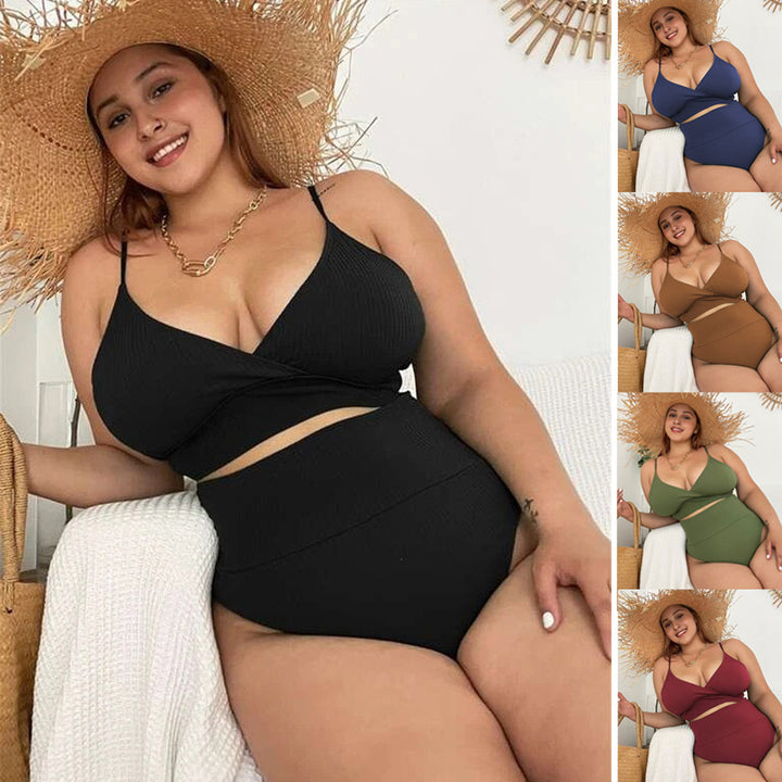 Dame bikini-sæt med afslappet indpakningsoberdel og høj talje Stilla